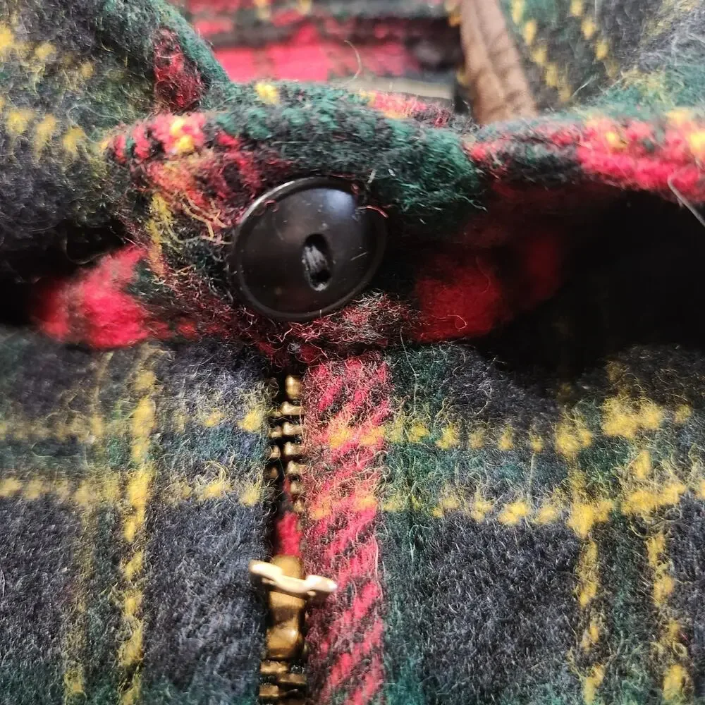 VTG Johnson‎ Woolen Mills Womens 15 Wool Plaid Buffalo Mackinaw Flannel Jacket